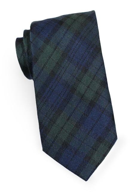 XL Tartan Tie in Hunter and Navy