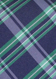 Navy and Green Tartan Tie for Kids | Kids Plaid Tie in Navy Blue and Dark Green