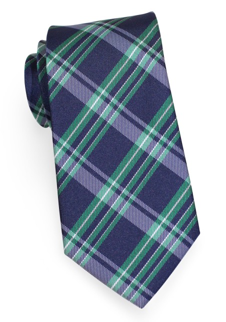 XL Tartan Tie in Navy and Hunter | Extra Long Tartan Tie in Navy and Hunter Green