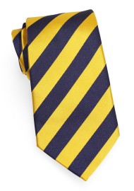 Navy and Golden XL Necktie | Striped Extra Long Tie in Navy and Golden Yellow