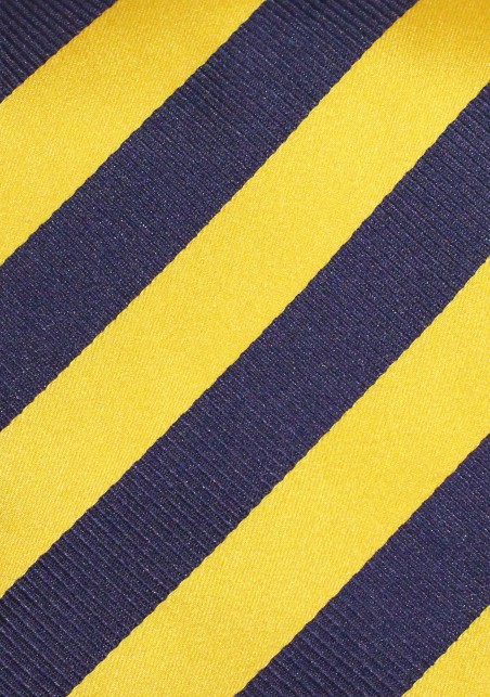 Navy and Golden XL Necktie | Striped Extra Long Tie in Navy and Golden Yellow