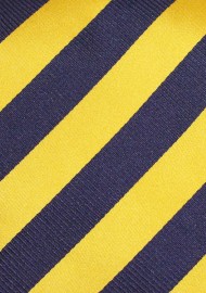 Navy and Golden XL Necktie | Striped Extra Long Tie in Navy and Golden Yellow