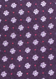Eggplant Purple Tie | Eggplant Necktie with Lilac Floral Pattern