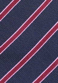 Navy Tie with Wine Colored Stripes | Necktie in Navy Blue and Wine Red