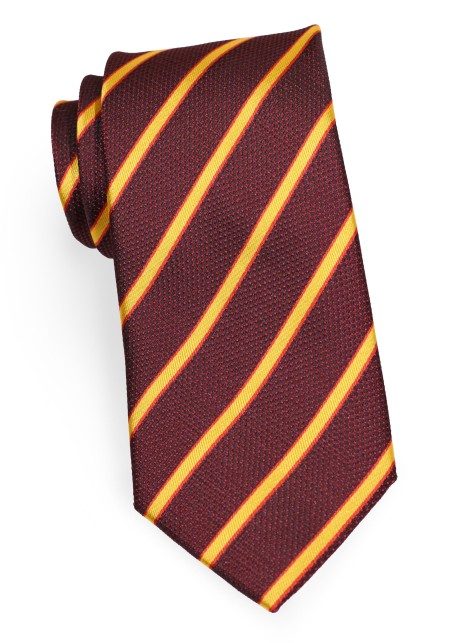 Burgundy Tie with Gold Stripes | Mens Necktie in Burgundy and Golden Yellow