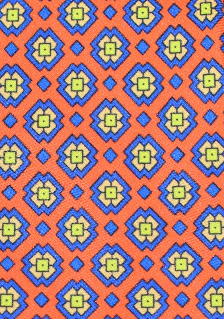 Geometric Patterned Kids Tie | Kids Necktie in Fun Geometric Pattern in Orange, Pink, Yellow, Aqua