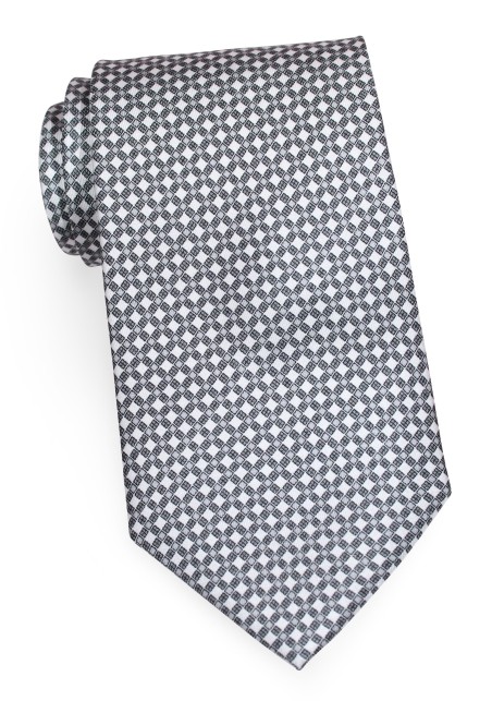 Designer Necktie in Ivory and Charcoal
