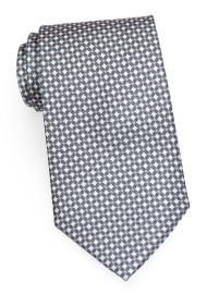 Designer Necktie in Ivory and Charcoal