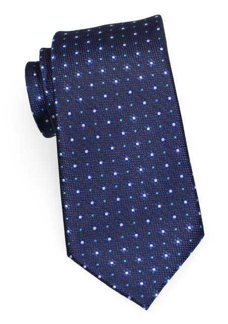 Navy and Teal Floral Tie | Navy Blue Necktie with Tiny Teal Blue Flower Weave