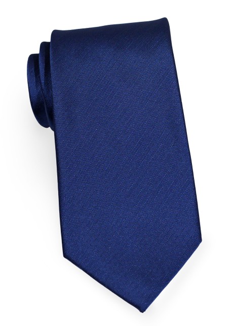 Solid Herringbone Designer Tie in Royal Navy