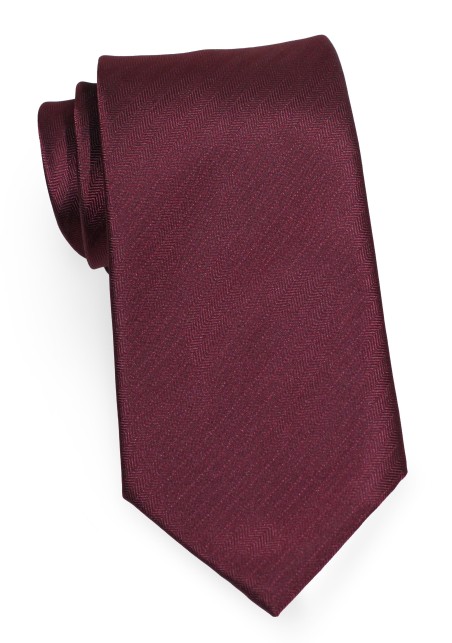 Mens Wine Red Herringbone Tie