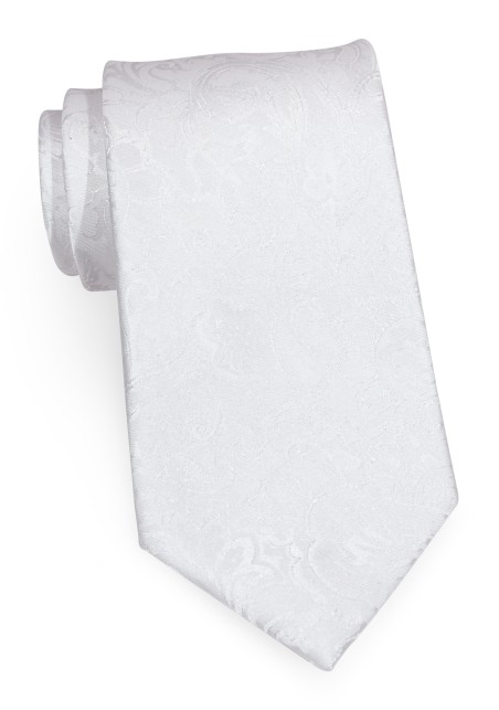Floral Paisley Tie in Bright White