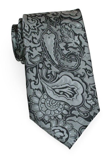 Charcoal Paisley Necktie