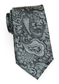 Silver and Gray Paisley Tie for Kids