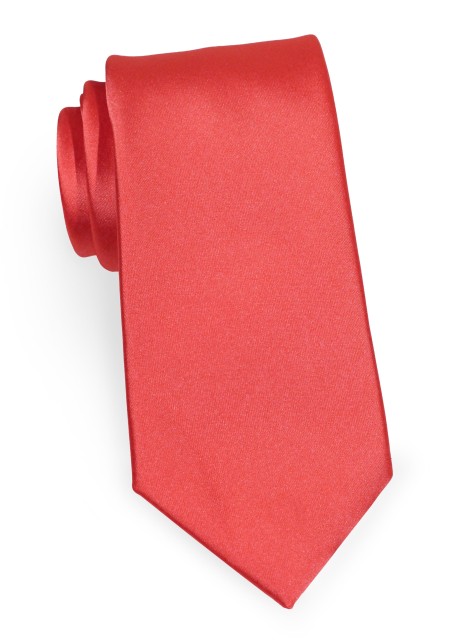 Solid Color Tie in Neon Coral