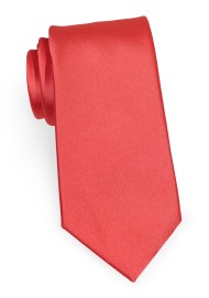 Solid Color Tie in Neon Coral