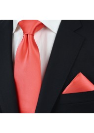 Solid Color Tie in Neon Coral