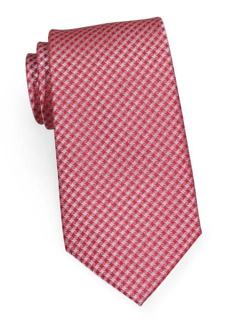 Micro Houndstooth Check Tie in Spiced Coral
