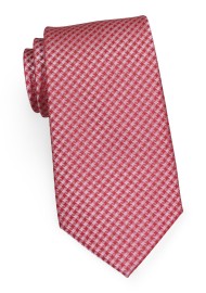 Micro Houndstooth Check Tie in Spiced Coral