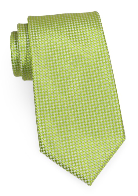 Textured Weave Tie in Bright Lime Green