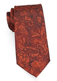 Woolen Paisley Neckties | Paprika Wool Paisley Necktie | Paprika Colored Ties