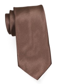 Walnut Color Mens Tie | Solid Satin Necktie in Walnut Brown