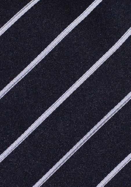Black Necktie with Narrow Light-Silver Stripes