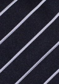 Black Necktie with Narrow Light-Silver Stripes