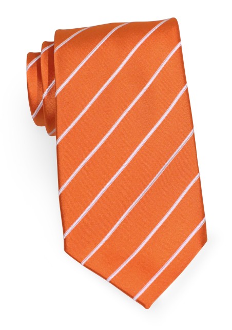 XL Persimmon Orange Striped Neck Tie
