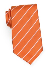 XL Persimmon Orange Striped Neck Tie