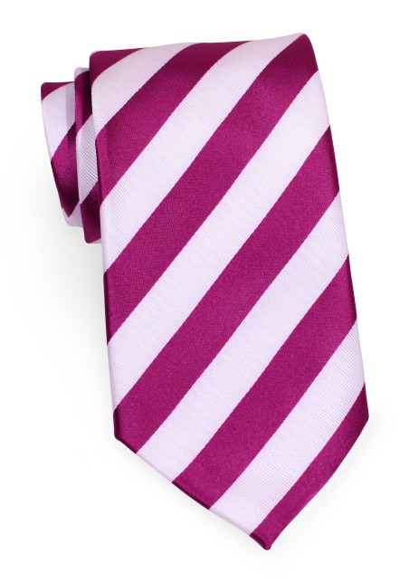 Dark Pink and White Striped Tie