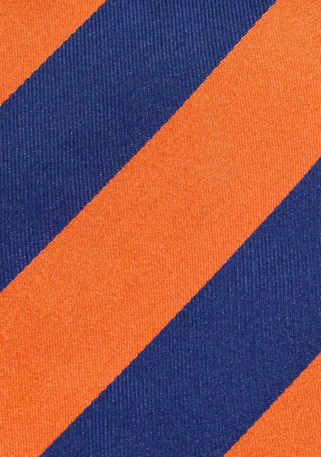 Wide Striped Tie in Dark Blue and Orange