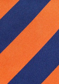 Wide Striped Tie in Dark Blue and Orange