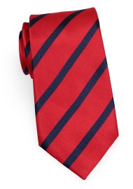 Preppy Striped Tie in Red and Dark Navy