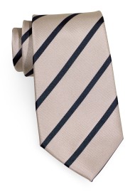 Repp Stripe Tie in Platinum and Dark Navy