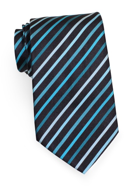 Aqua and Teal Striped Men's Tie