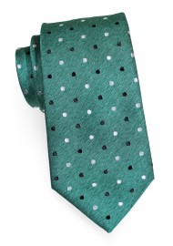 Woven Polka Dot Mens Tie in Bottle Green