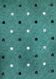 Woven Polka Dot Mens Tie in Bottle Green