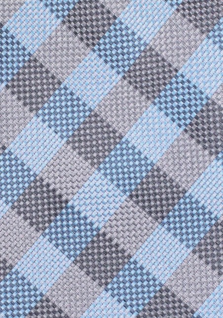 Men's Blue and Silver Plaid Tie