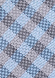 Men's Blue and Silver Plaid Tie