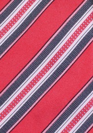 Bright Red and Grey Striped Tie