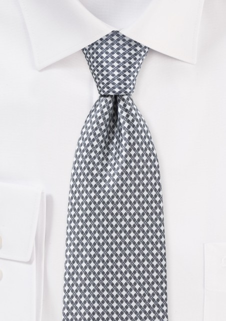 Designer Necktie in Ivory and Charcoal