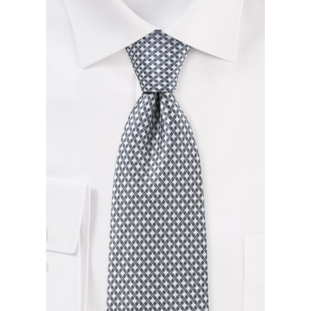 Designer Necktie in Ivory and Charcoal