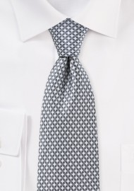 Designer Necktie in Ivory and Charcoal
