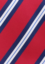 Preppy Striped Boys Tie in Red, White, Navy