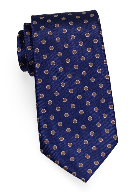 Blue and Copper Polka Dot Tie