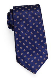 Blue and Copper Polka Dot Tie