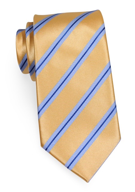 Yellow Tie with Light Blue Stripes