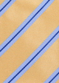 Yellow Tie with Light Blue Stripes