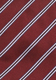 Burgundy, Silver, and Blue Striped XL Length Tie